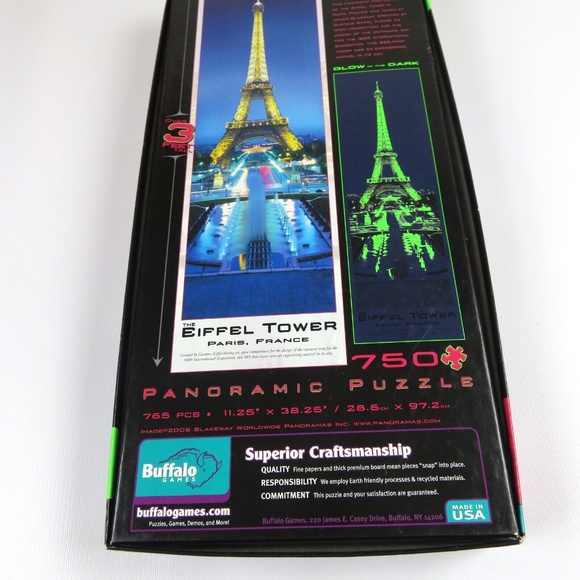 Eiffel Tower Glow In The Dark Panoramic 750 pc puzzle by Buffalo Games - Picture 4 of 4